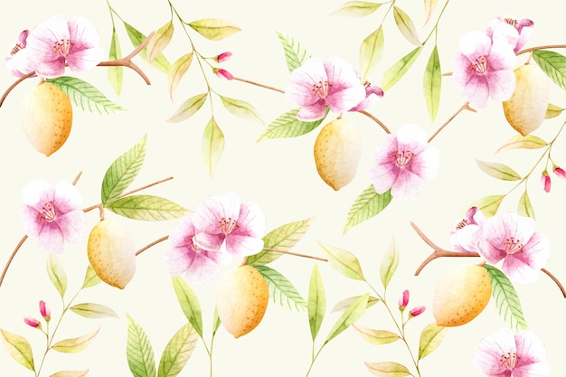 Watercolor background with florals