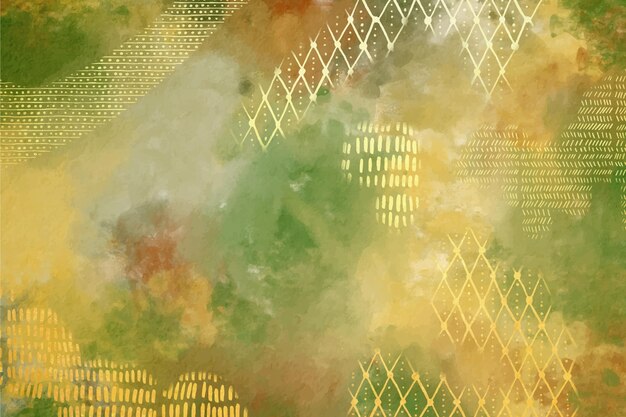 Watercolor background with golden foil