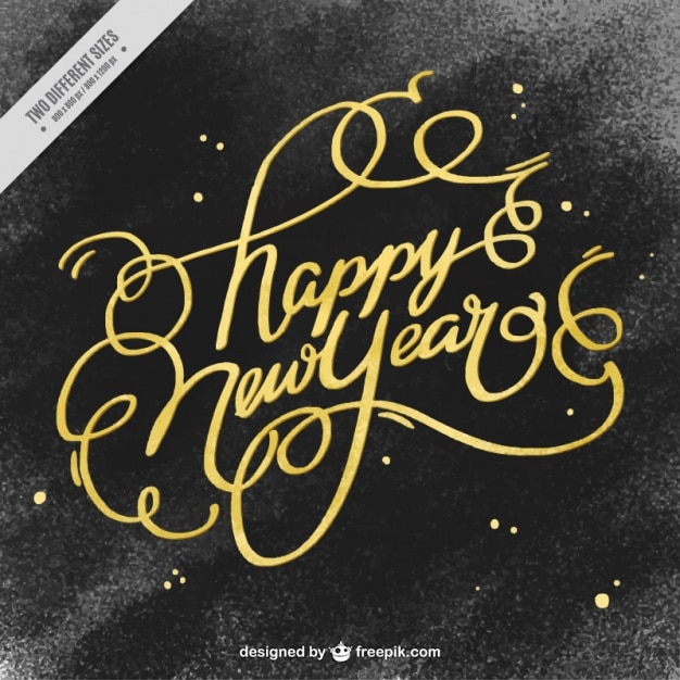 Free vector watercolor background with golden new year lettering