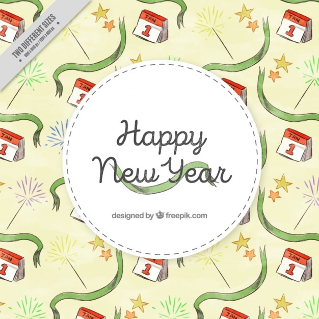 Free vector watercolor background with green ribbons for new year