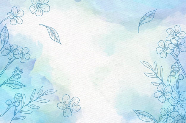 Watercolor background with hand drawn elements