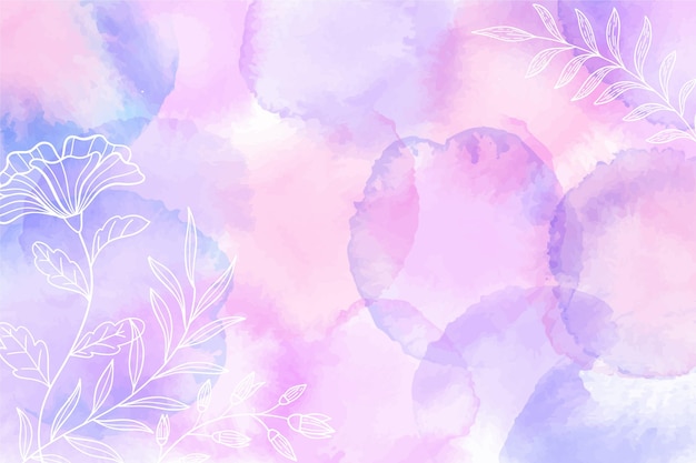 Watercolor background with hand drawn elements