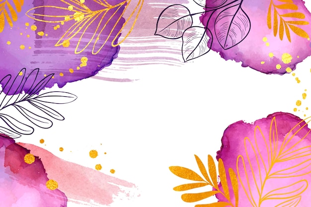 Watercolor background with hand drawn elements