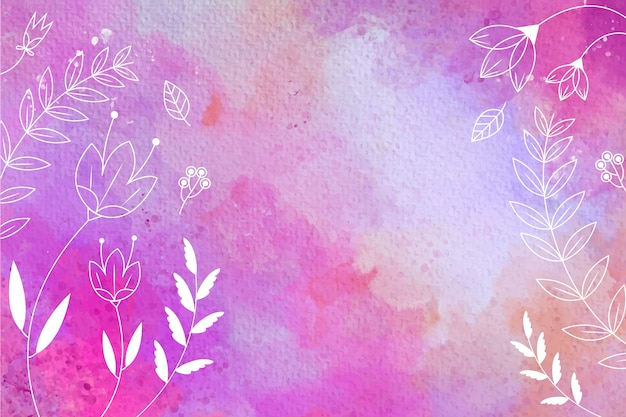 Watercolor background with hand drawn elements