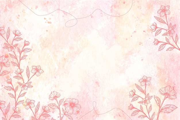 Free vector watercolor background with hand drawn elements