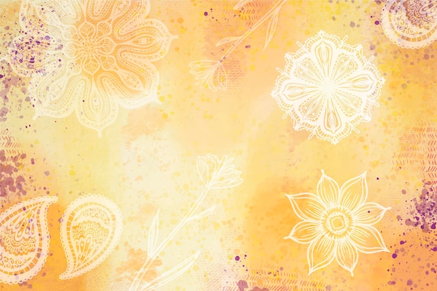 Free vector watercolor background with hand drawn elements