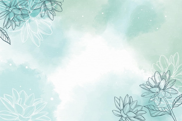 Watercolor background with hand drawn elements