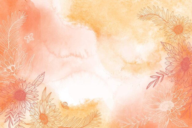 Watercolor background with hand drawn elements