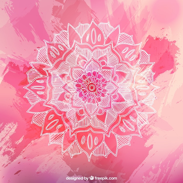 Watercolor background with hand drawn mandala