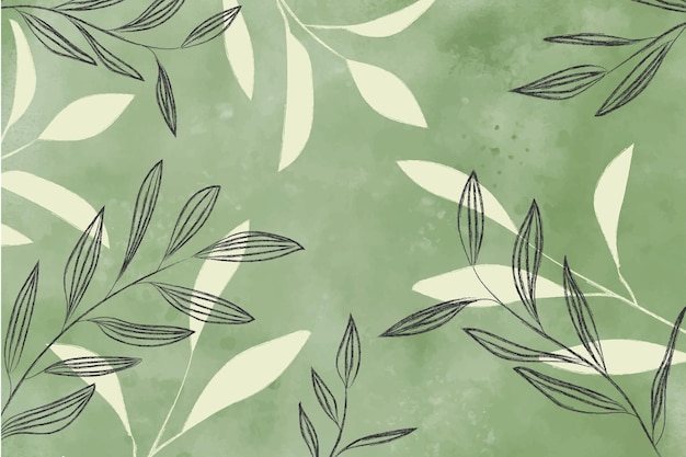 Free vector watercolor background with leaves