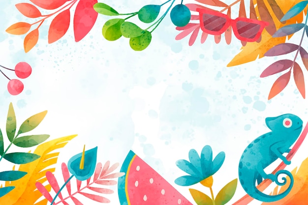 Free vector watercolor background with leaves