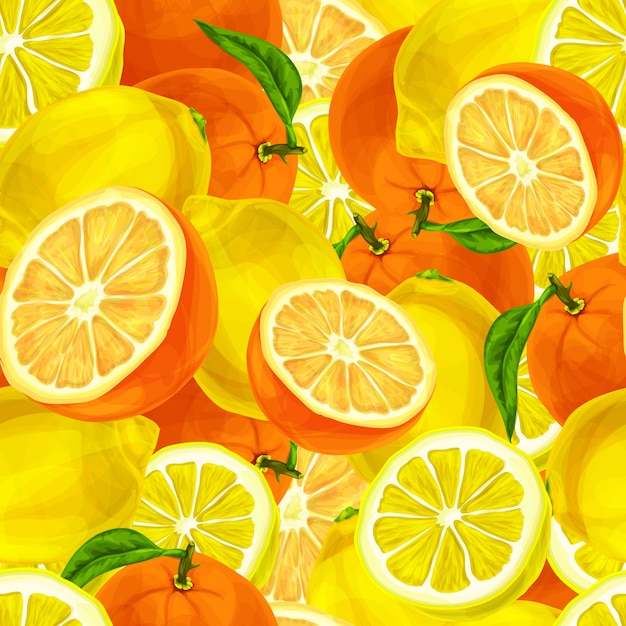 레몬과 오렌지와 수채화 배경