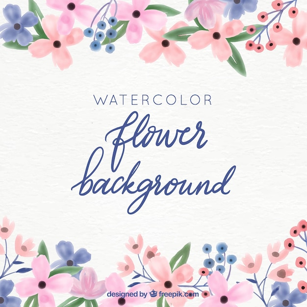 Watercolor background with lovely flowers