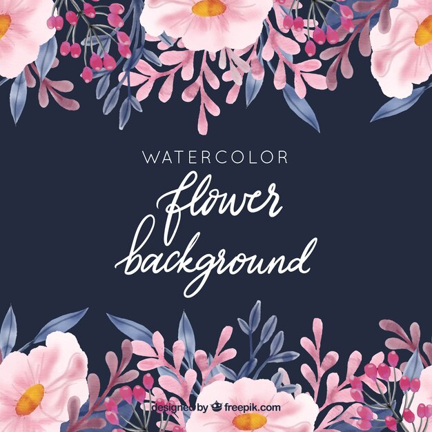 Watercolor background with lovely flowers