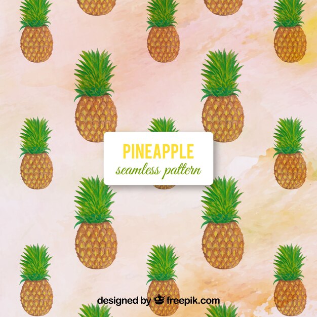 Watercolor background with pineapple