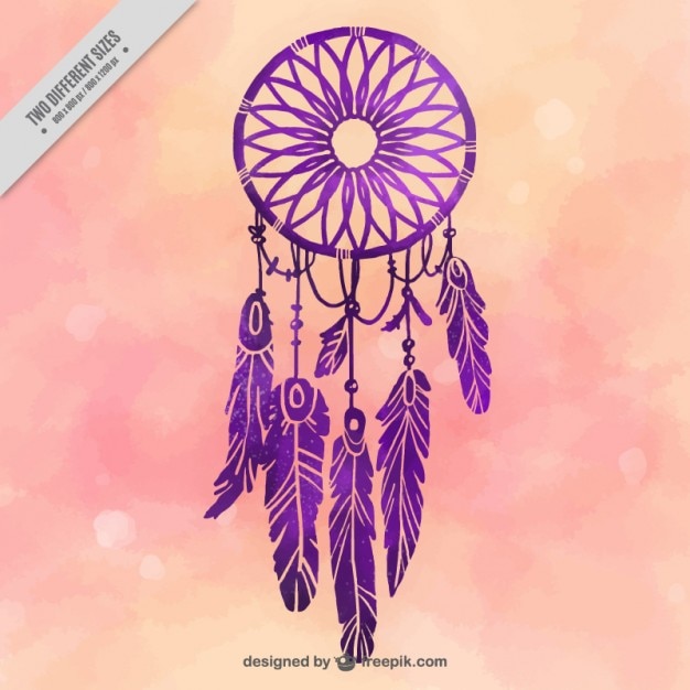 Free vector watercolor background with purple dream catcher