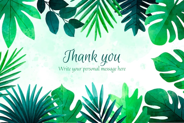 Watercolor background with thank you text