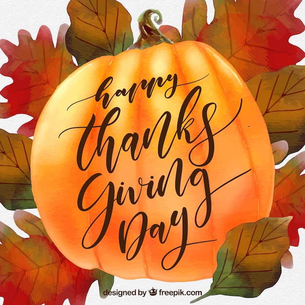 Free vector watercolor background with thanksgiving pumpkin