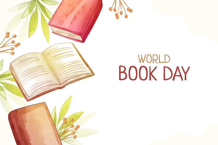 Free Vector watercolor background for world book day celebration