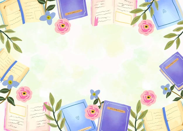 Watercolor background for world book day celebration