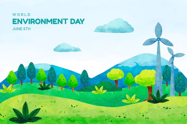 Vettore gratuito priorità bassa dell'acquerello per la celebrazione della giornata mondiale dell'ambiente