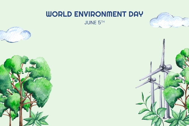 Free Vector watercolor background for world environment day celebration
