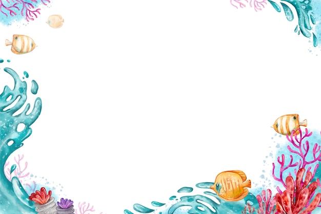 Free vector watercolor background for world oceans day celebration