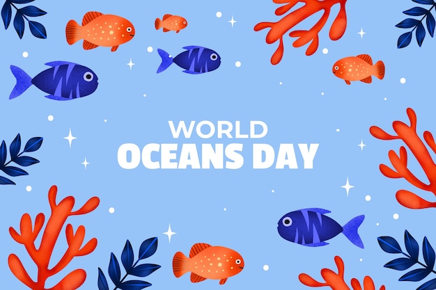 Free vector watercolor background for world oceans day celebration