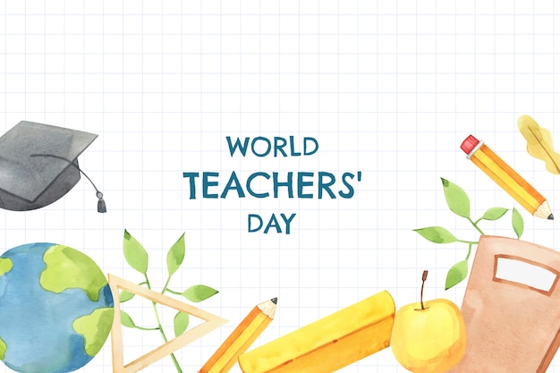 Watercolor background for world teacher's day celebration