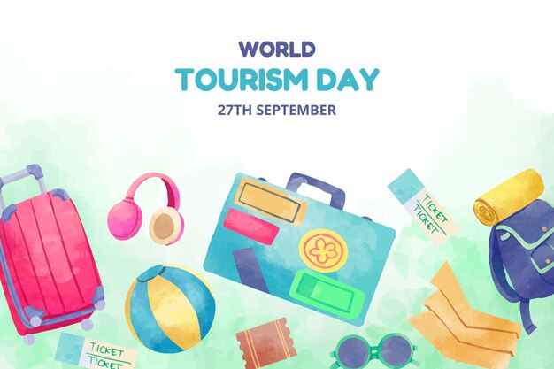 Free vector watercolor background for world tourism day celebration