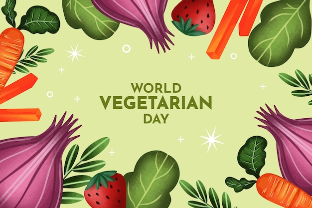 Watercolor background for world vegetarian day