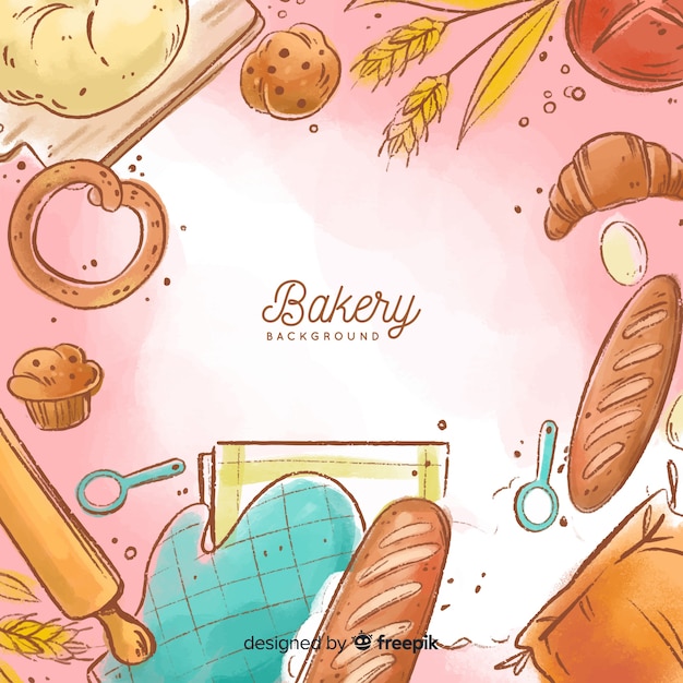 Free vector watercolor bakery background