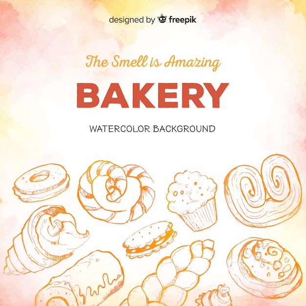 Free vector watercolor bakery background