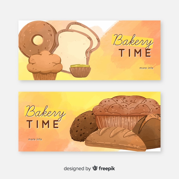 Free vector watercolor bakery banners