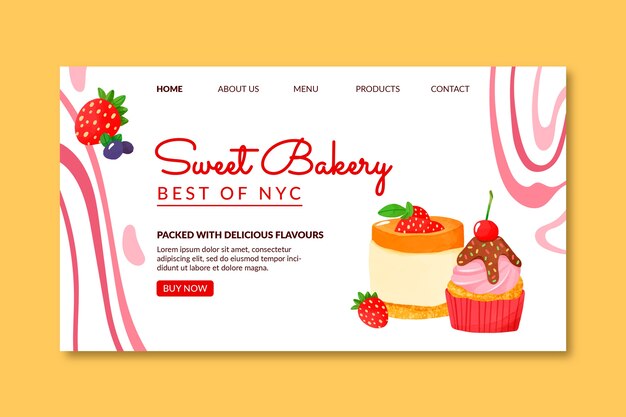 Watercolor bakery landing page template