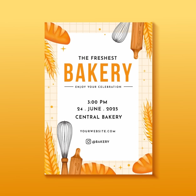 Free vector watercolor bakery poster design