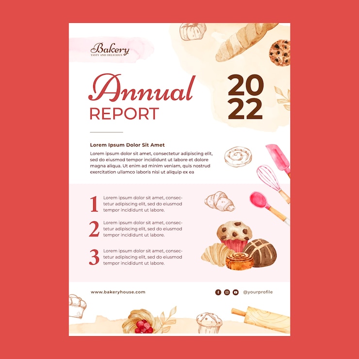 Free Vector watercolor bakery shop annual report