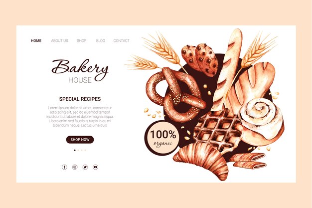 Watercolor bakery shop landing page