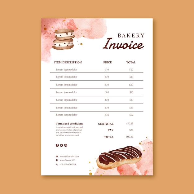 Free vector watercolor bakery template design