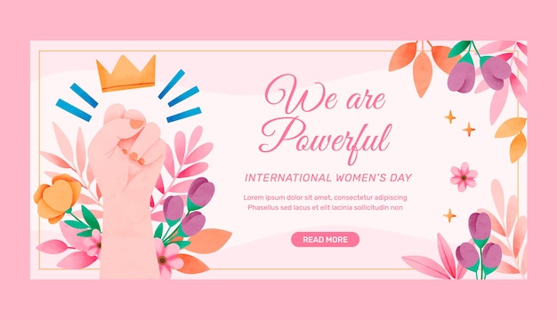 Free vector watercolor banner template for women's day