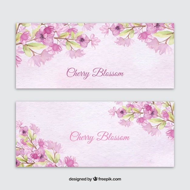 Watercolor banners with flowers