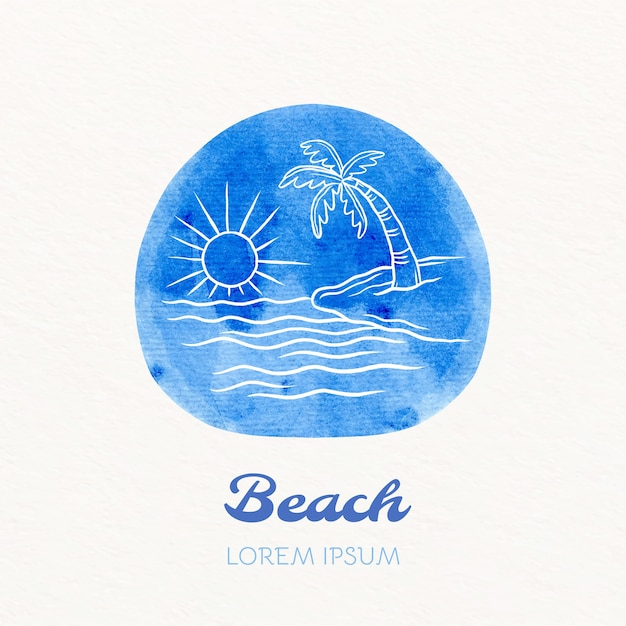 Vettore gratuito modello di logo della spiaggia dell'acquerello