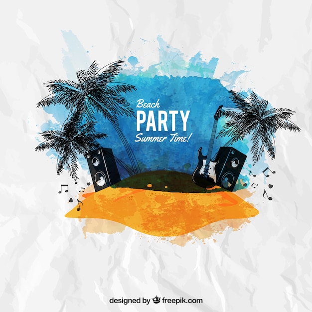 Free vector watercolor beach party poster