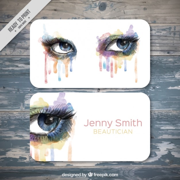 Free vector watercolor beautician business card