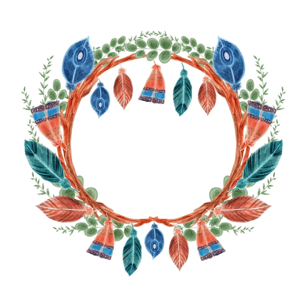 Бесплатное векторное изображение Акварель красивая рамка в стиле бохо