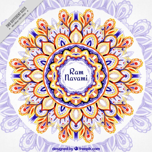무료 Vector 수채화 아름다운 꽃 램 navami 배경