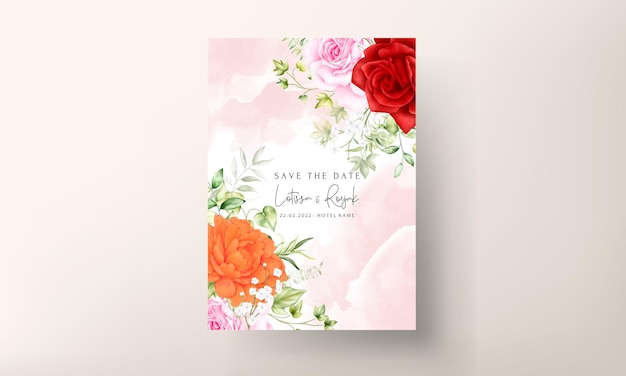 watercolor beautiful floral wedding card set