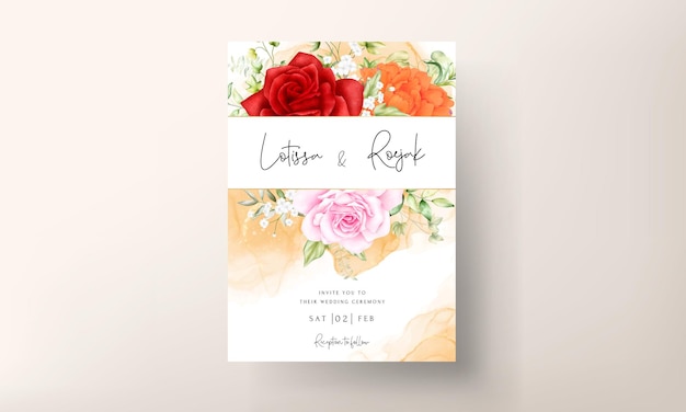Free vector watercolor beautiful floral wedding card set