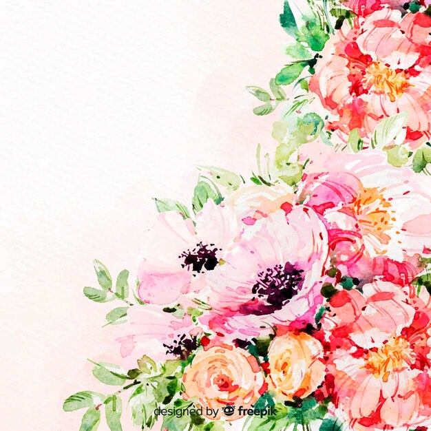 watercolor beautiful flowers colorful background