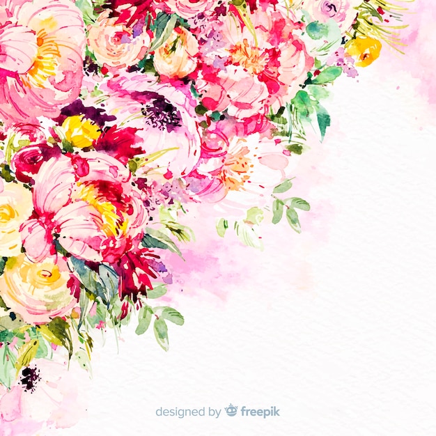 Watercolor beautiful flowers colorful background